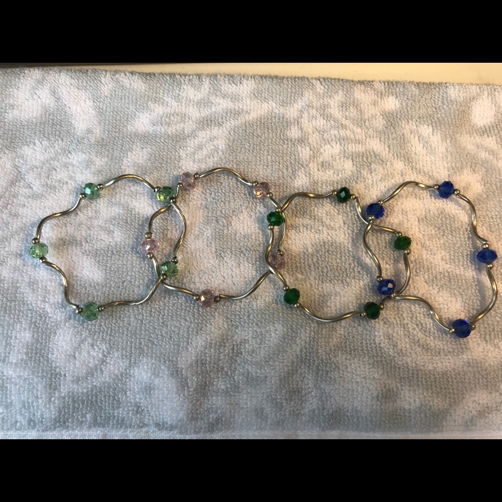 Beaded bracelets.
